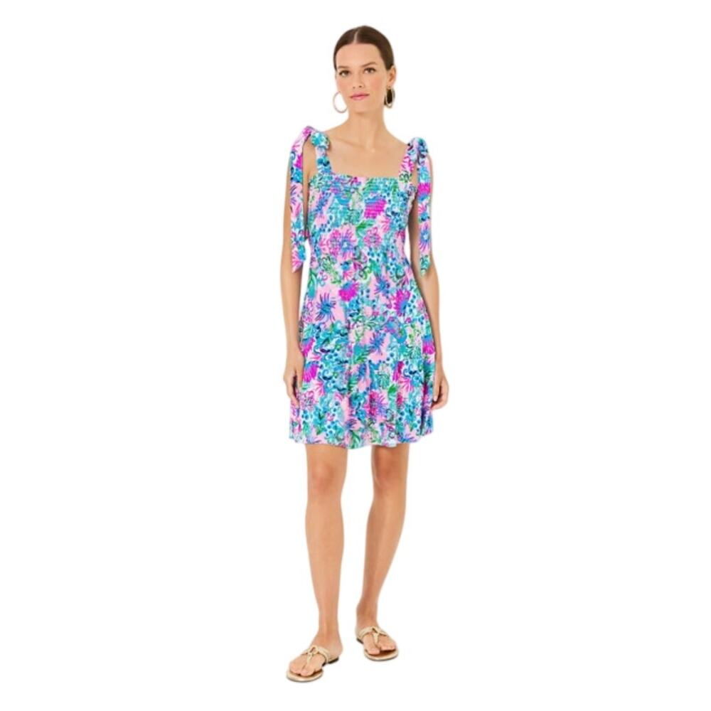 NWT Lilly Pulitzer Kailua Smocked Dress Mandevilla Paradise Petals XL